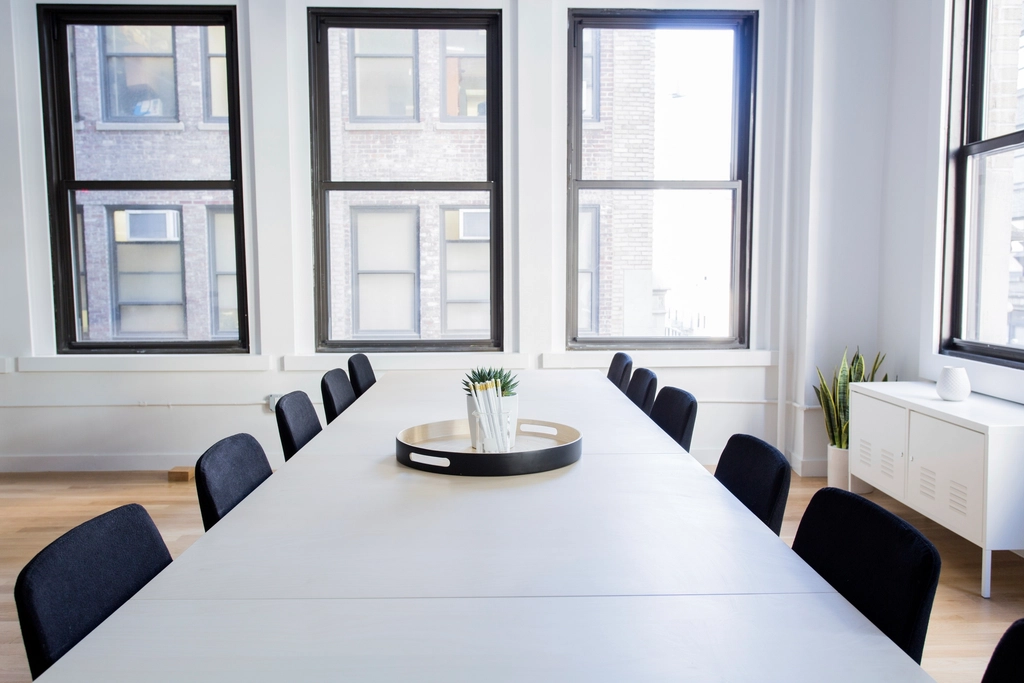 Glass conference room inside a commercial office