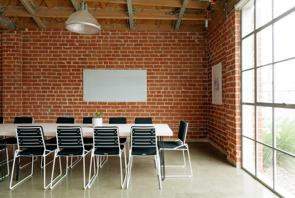 Conference room with steel window wall