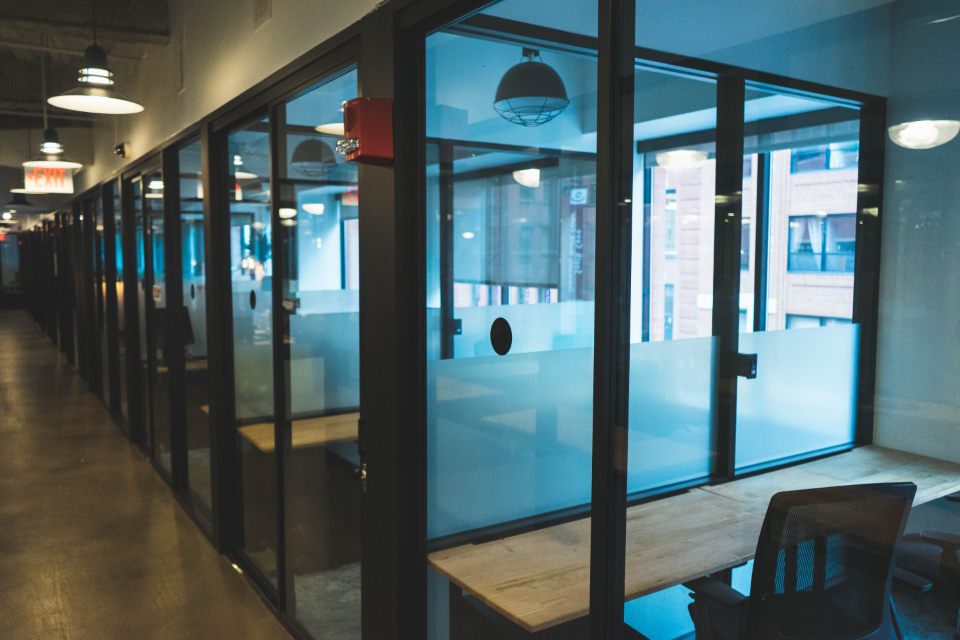 Phoenix office glass partitions around private offices