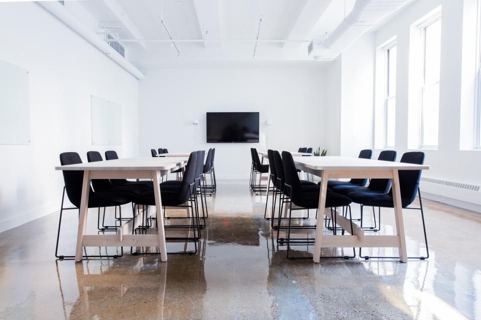 Open office build-out with glass walls
